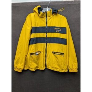 Vintage Dimco Apparel Kennebunport, ME Yellow/Blue Jacket Fleece Lined Hooded L